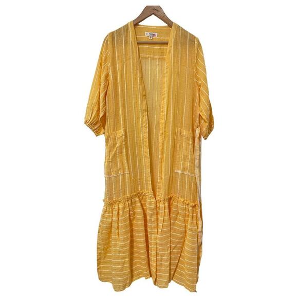 Lemlem Matara Robe Belted Maxi Dress Size S Yellow Beachy Swim Cover Up NWOT - Picture 4 of 9